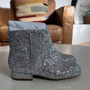 J. Crew Girls Silver Glitter Ankle Boots